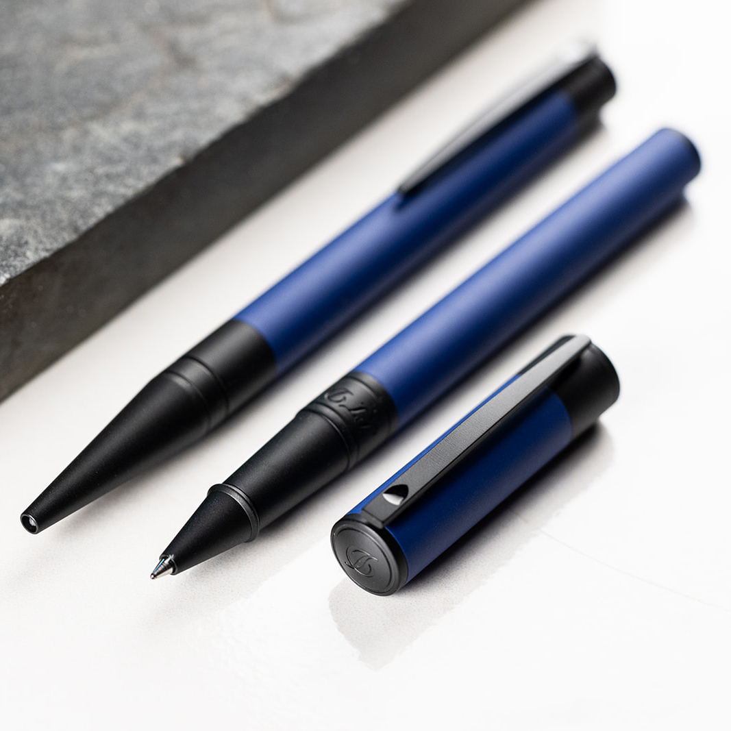 S.T. Dupont D-Initial Velvet Ocean Blue & Black Ballpoint 265002